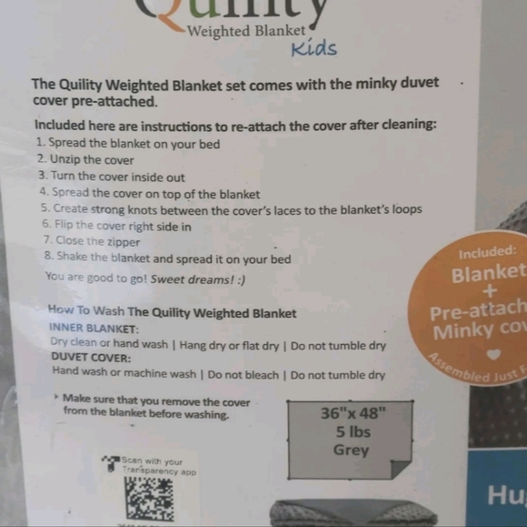 Quility Weighted Blanket for Kids 5 lbs Grey 36"X48" New in Bag - Picture 3 of 5